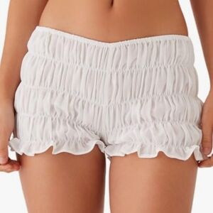 Orange Ruffled Smocked Shorts